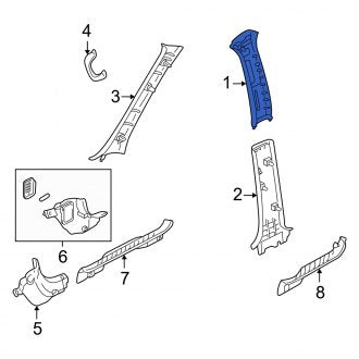 New OEM Right Lower Door Pillar Post Trim Set Fits, 2005-2007 Mercury Mariner - Part # YL8Z7824356AAC