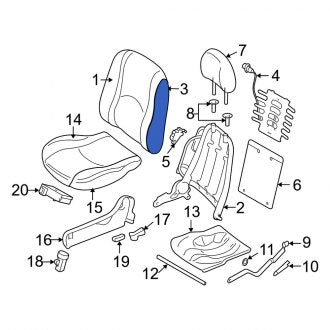 New OEM Front Left Seat Back Cushion Fits, 2008 Mercury Mariner - Part # 6T2Z7864811B
