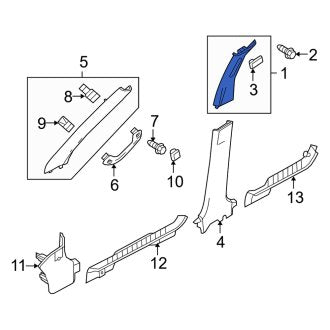 New OEM Right Lower Door Pillar Post Trim Set Fits, 2008-2011 Mercury Mariner - Part # 8L8Z7824356AD