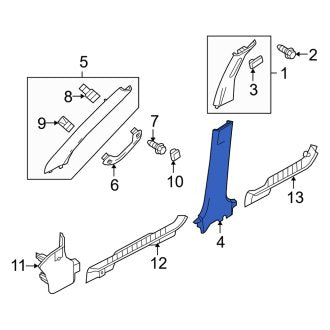 New OEM Right Upper Door Pillar Post Trim Set Fits, 2008-2011 Mercury Mariner - Part # 8L8Z7824346AC