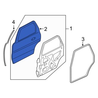 New OEM Rear Right Outer Door Outer Panel Fits, 2008-2011 Mercury Mariner - Part # 8L8Z7824700A