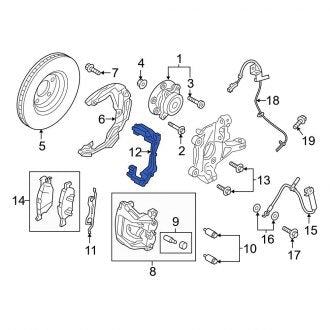 New OEM Front Disc Brake Caliper Bracket Fits, 2015-2024 Ford Edge - Part # E1GZ2B292A