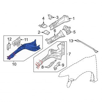 New OEM Front Right Frame Side Member Assembly Fits, 2010-2012 Ford Flex - Part # BA8Z7410008A