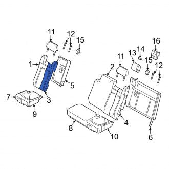 New OEM Rear Right Seat Back Cushion Fits, 2003-2006 Lincoln Navigator - Part # 2L1Z7866800AA