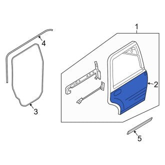 New OEM Rear Right Outer Door Outer Panel Fits, 2002-2006 Lincoln Navigator - Part # 2L7Z7824700AA