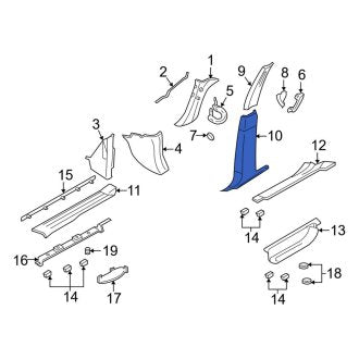 New OEM Right Lower Door Pillar Post Trim Set Fits, 2007-2014 Lincoln Navigator - Part # FL7Z7824356AA