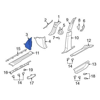New OEM Right Upper Body A-Pillar Trim Panel Fits, 2007-2014 Lincoln Navigator - Part # 7L7Z7803598AC