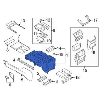 New OEM Center Front Center Console Fits, 2018-2021 Lincoln Navigator - Part # JL7Z78045B30AA