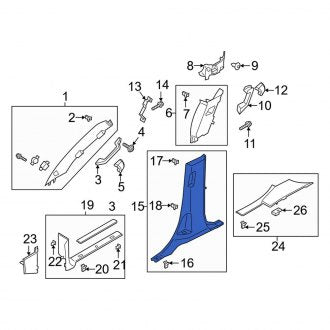 New OEM Right Lower Door Pillar Post Trim Set Fits, 2018-2021 Lincoln Navigator - Part # JL1Z7824356AE