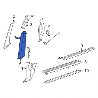 New OEM Right Upper Door Pillar Post Trim Set Fits, 2004-2007 Mercury Monterey - Part # 3F2Z1724356AAA