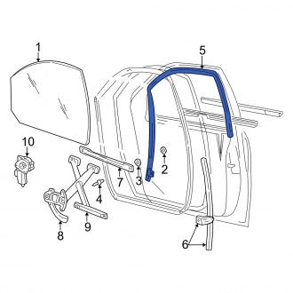 New OEM Front Right Upper Window Channel Fits, 2004-2007 Mercury Monterey - Part # 3F2Z1621546AA