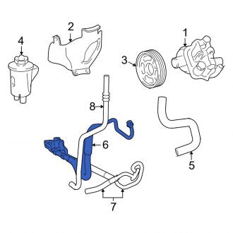 New OEM Lower Power Steering Pressure Hose Fits, 2003-2004 Lincoln Aviator - Part # 2C5Z3A719BA