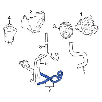 New OEM Upper Power Steering Pressure Hose Fits, 2003-2004 Lincoln Aviator - Part # 3C5Z3A719AA