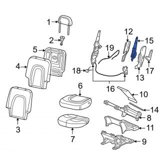 New OEM Center Right Folding Seat Latch Fits, 2003-2005 Lincoln Aviator - Part # 2C5Z7861382CA