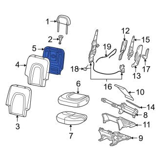 New OEM Center Right Seat Back Frame Fits, 2003-2005 Lincoln Aviator - Part # 2C5Z78613A38CA