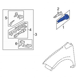 New OEM Front Left Fender Rail Fits, 2007-2010 Lincoln MKX - Part # 7T4Z16155B