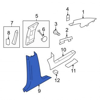 New OEM Right Upper Door Pillar Post Trim Set Fits, 2007-2010 Lincoln MKX - Part # 8T4Z7824346AB