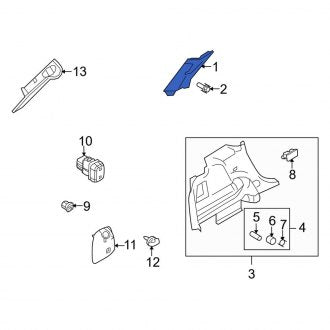 New OEM Rear Right Lower Interior Quarter Panel Trim Panel Fits, 2007-2008 Lincoln MKX - Part # 7T4Z7831012BC