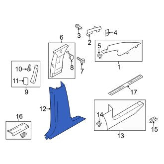 New OEM Right Lower Door Pillar Post Trim Set Fits, 2011-2015 Lincoln MKX - Part # BT4Z7824356AB