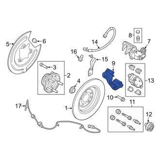 New OEM Rear Disc Brake Caliper Bracket Fits, 2013-2015 Lincoln MKX - Part # DT4Z2B511B