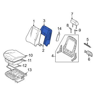 New OEM Front Left Seat Back Cushion Fits, 2009-2010 Mercury Milan - Part # 9N7Z5464811A
