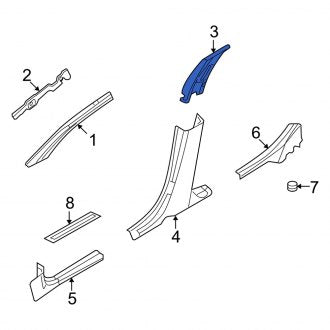 New OEM Right Upper Door Pillar Post Trim Set Fits, 2009-2011 Mercury Milan - Part # AE5Z5424356AC
