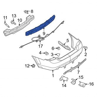 New OEM Rear Bumper Impact Absorber Fits, 2006-2009 Mercury Milan - Part # 6N7Z17787AA