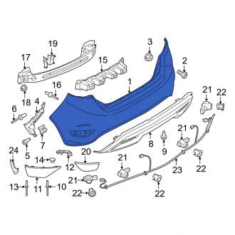 New OEM Rear Bumper Cover Fits, 2014-2019 Ford Fiesta - Part # D2BZ17906BB