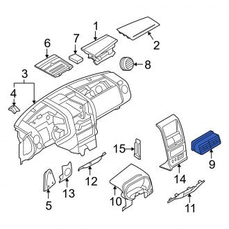 New OEM Dashboard Air Vent Fits, 2006-2010 Mercury Mountaineer - Part # 6L2Z19893AAE