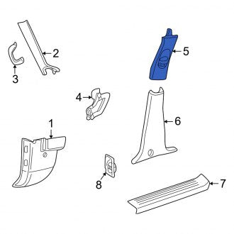 New OEM Left Lower Door Pillar Post Trim Set Fits, 2006-2010 Mercury Mountaineer - Part # 6L2Z7824357AAC