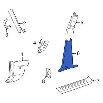 New OEM Right Lower Door Pillar Post Trim Set Fits, 2002-2005 Mercury Mountaineer - Part # 1L2Z7824356AAC