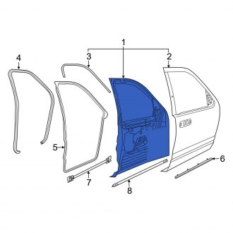 New OEM Front Left Door Shell Fits, 2009-2010 Mercury Mountaineer - Part # 9L9Z7820125A