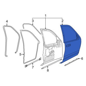 New OEM Front Right Outer Door Outer Panel Fits, 2006-2010 Mercury Mountaineer - Part # 6L9Z7820200B