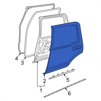 New OEM Rear Right Outer Door Outer Panel Fits, 2002-2010 Mercury Mountaineer - Part # 1L2Z7824700AC