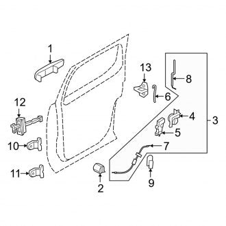 New OEM Rear Right Door Latch Assembly Fits, 2004-2005 Mercury Mountaineer - Part # 5L2Z78264A00AC