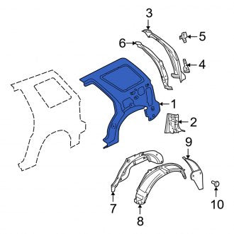 New OEM Rear Left Inner Quarter Panel Fits, 2006-2010 Mercury Mountaineer - Part # 6L2Z7827865A