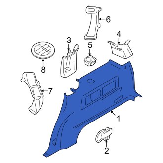 New OEM Rear Right Interior Quarter Panel Trim Panel Fits, 2007-2010 Mercury Mountaineer - Part # 7L2Z7831012AA