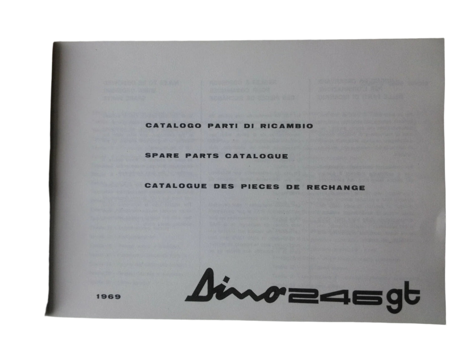 New Reprinted 1969 Ferrari Dino 246GT Mechanical Parts Catalog
