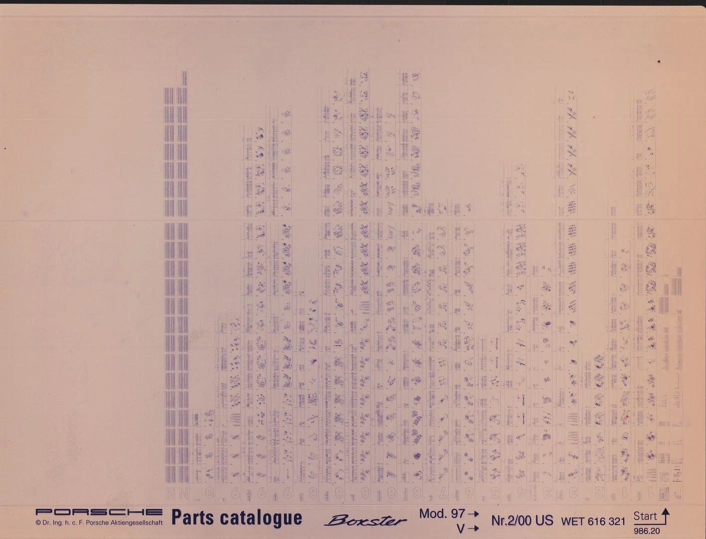 OEM 1997> Porsche Boxster Microfiche Parts Illustrations Catalogue, Part # WET-616-321
