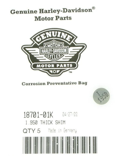 New OEM Genuine Harley-Davidson Shim Valve Tappet, 18701-01K