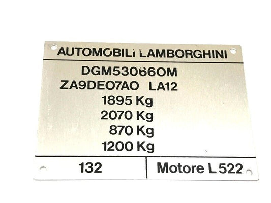 New OEM 1991-1994 Lamborghini Diablo Vehicle Axle Load Weight Plate