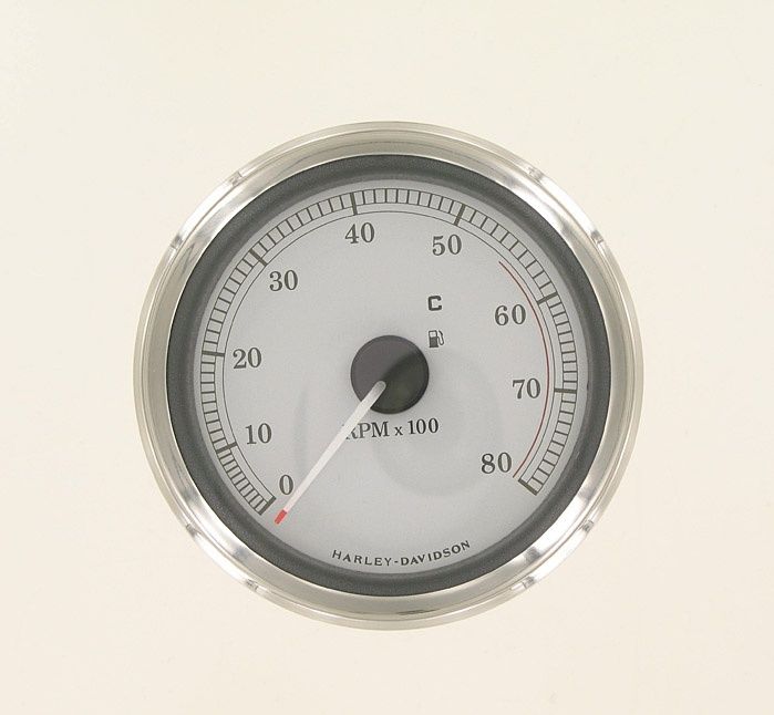 New OEM Genuine Harley-Davidson Tachometer With Silver Face Stainless Trim, 67459-00