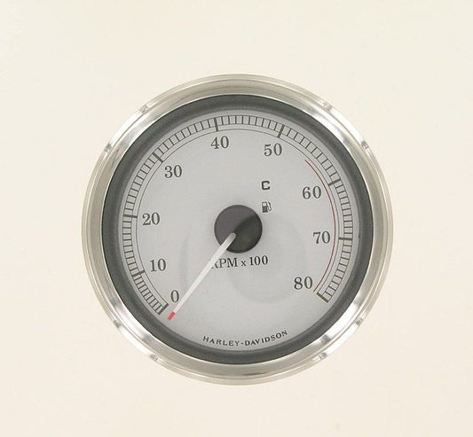 New OEM Genuine Harley-Davidson Tachometer With Silver Face Stainless Trim, 67459-00