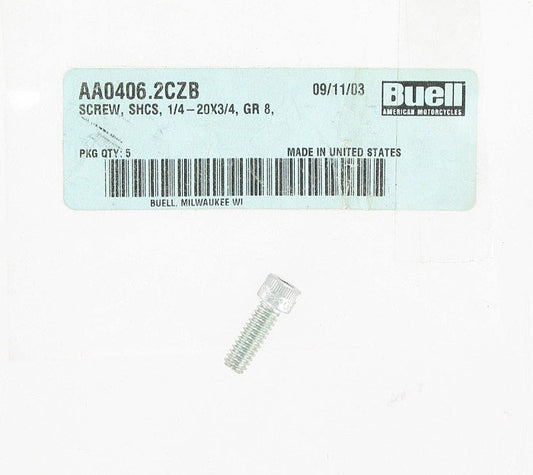 New OEM Genuine Harley-Davidson Screw 1 4"-20 X 3 4" Shcs Grade 8, AA0406.2CZB